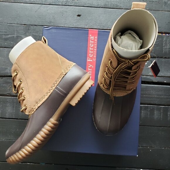 Henry Ferrera Women's Duck Boots Water Tan Brown 6 - Picture 3 of 4